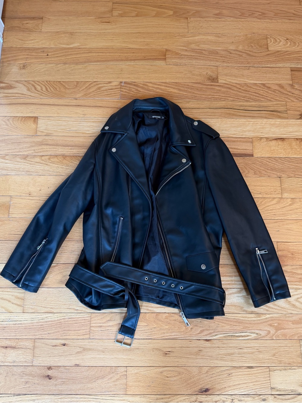 Missguided Oversized Faux Leather Jacket Black Size 8 Women’s